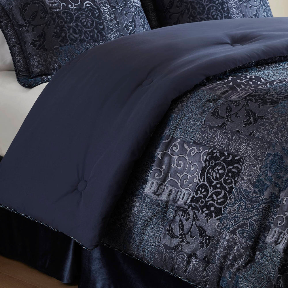 4 PCS Cal King Comforter Set Navy Media 4