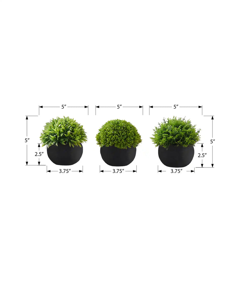 Artificial Plant, 5' Tall, Grass, Indoor, Faux, Fake, Table, Greenery, Potted, Set Of 3, Decorative, Green Plants, Black Pots