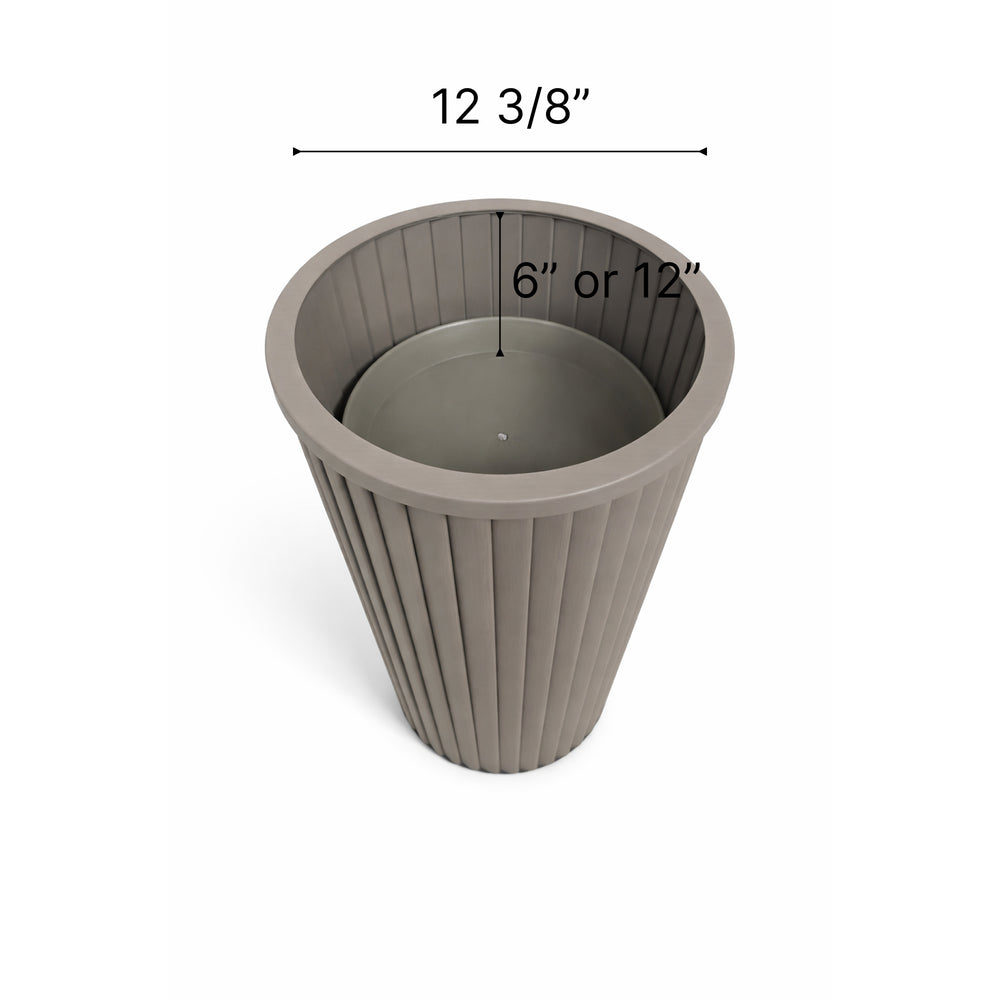 Round Strata Column Planter XL - Grey Brown Media 4