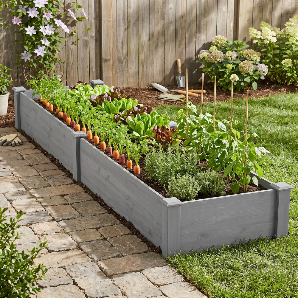 Over Ground Raised Garden Bed 96x28x10'', Large Long Planter Box for Outdoor, Tool-Free Assembly Media 1
