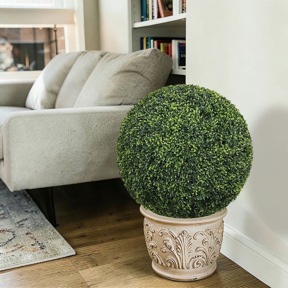 22.4IN Topiary Balls Artificial Outdoor Faux Boxwood Plants Large Green Decorative Spheres for Garden Front Porch Patio Planter Decoration, 2pcs/set Media 1