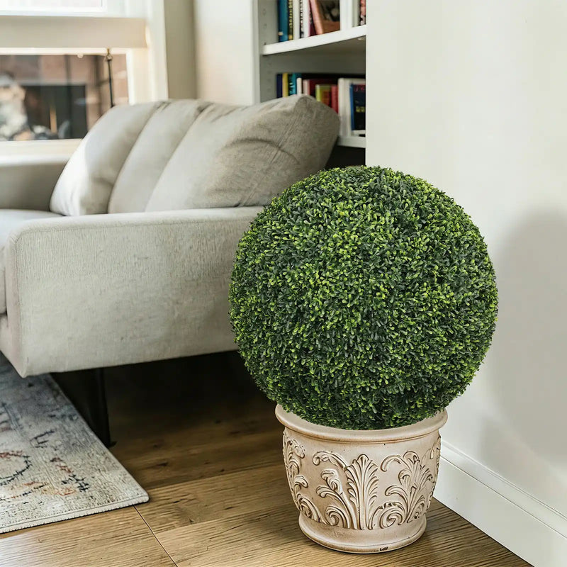 22.4IN Topiary Balls Artificial Outdoor Faux Boxwood Plants Large Green Decorative Spheres for Garden Front Porch Patio Planter Decoration, 2pcs/set