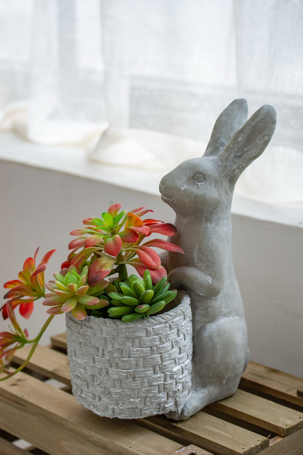 9x5.5x12.5' Gray Cement Rabbit Planter Media 1