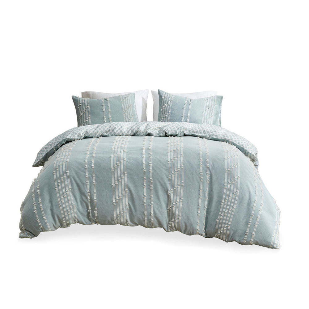 King/Cal King 3 Piece Cotton Jacquard Duvet Cover Set Media 11