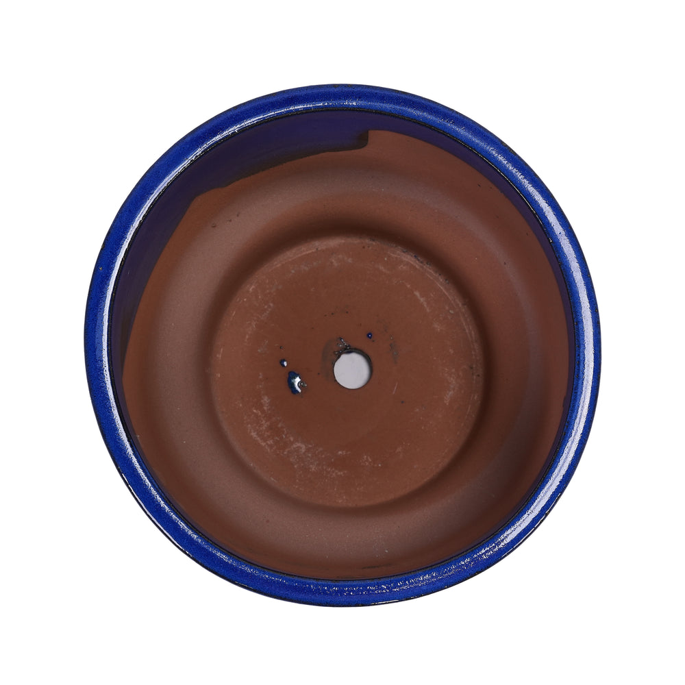 Handmade Solid Blue Glazed Ceramic Planter Set of 3, 15/12/9 Inch Diameter, for Succulents & Flowers Outdoor Garden & Indoor Staircase Use, Breathable Porous Clay Media 13