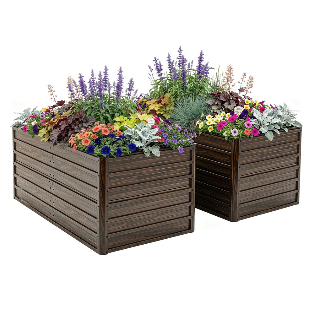 2-Pack 74.6'x35.4'x25' Raised Garden Bed Kit, Metal Elevated Planter Box, Open Drainage Base, 8 Reinforcing Rods, Rustproof Steel with Safety Edging – Easy Assembly for Vegetables, Flowers, Herbs Media 8