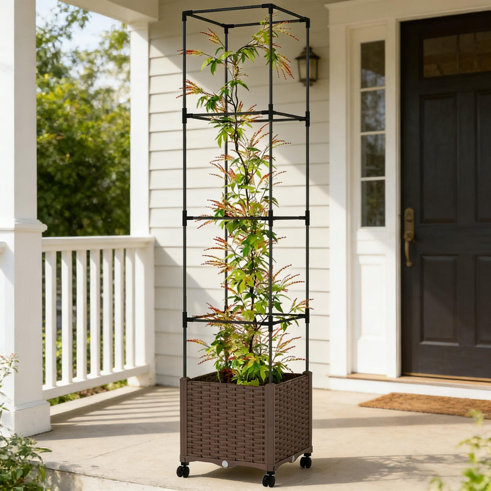Plant Cage,Raised Garden Bed,Mobile Trellis Plant Bed Media 1