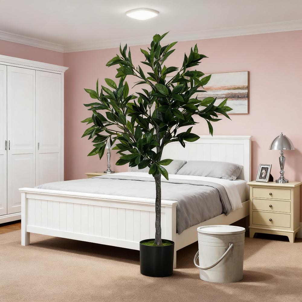 Potted Fake Plant, Lifelike Laurel Artificial Tree,Green Media 7