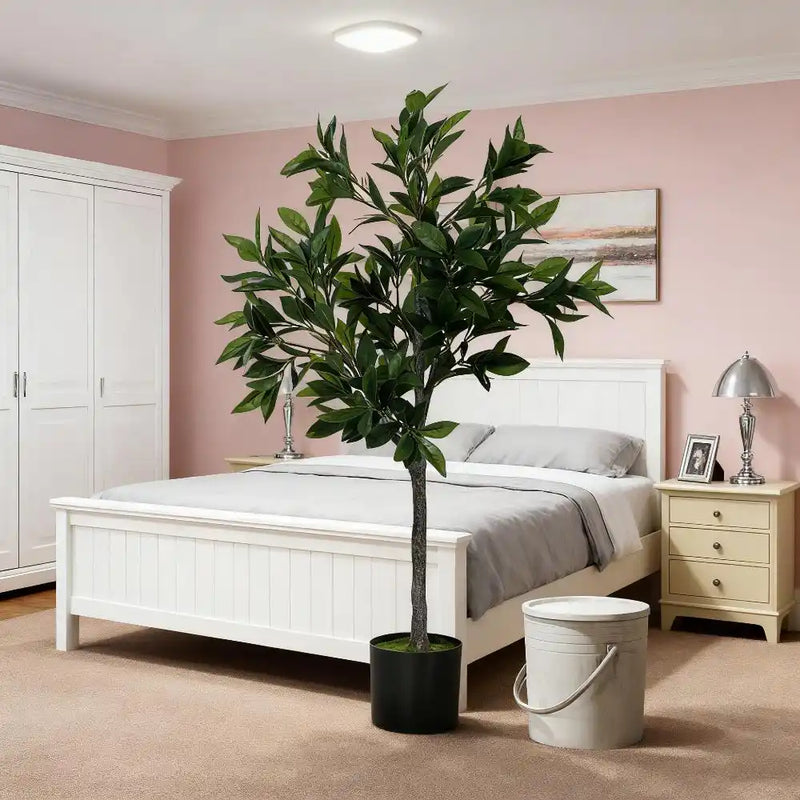 Potted Fake Plant, Lifelike Laurel Artificial Tree,Green