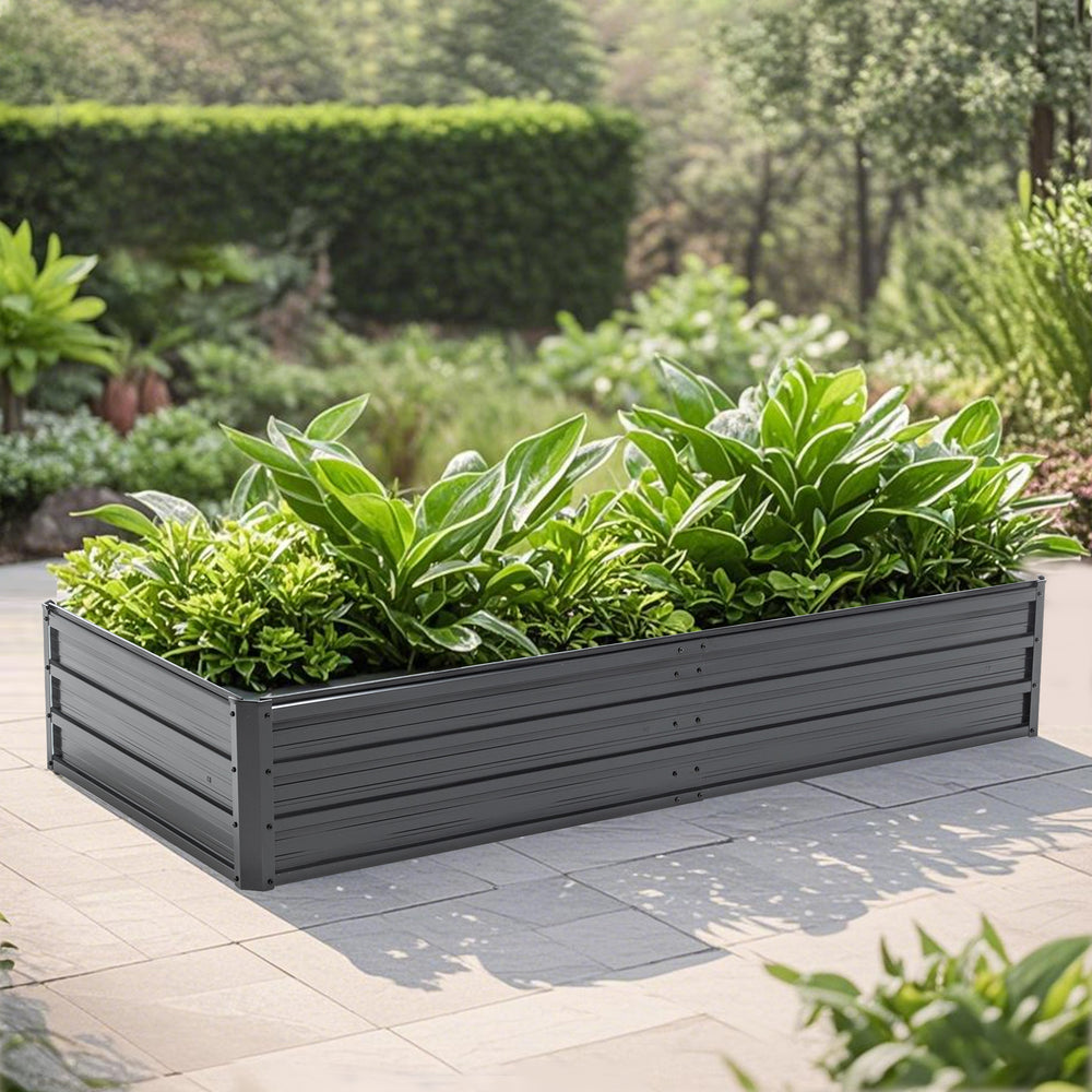 6x3x1 FT Metal Raised Garden Bed Outdoor Reinforced Galvanized Rustproof Colored Steel Planter Boxes for Vegetables, Raised Beds for Growing Flowers Herbs Succulents Media 1