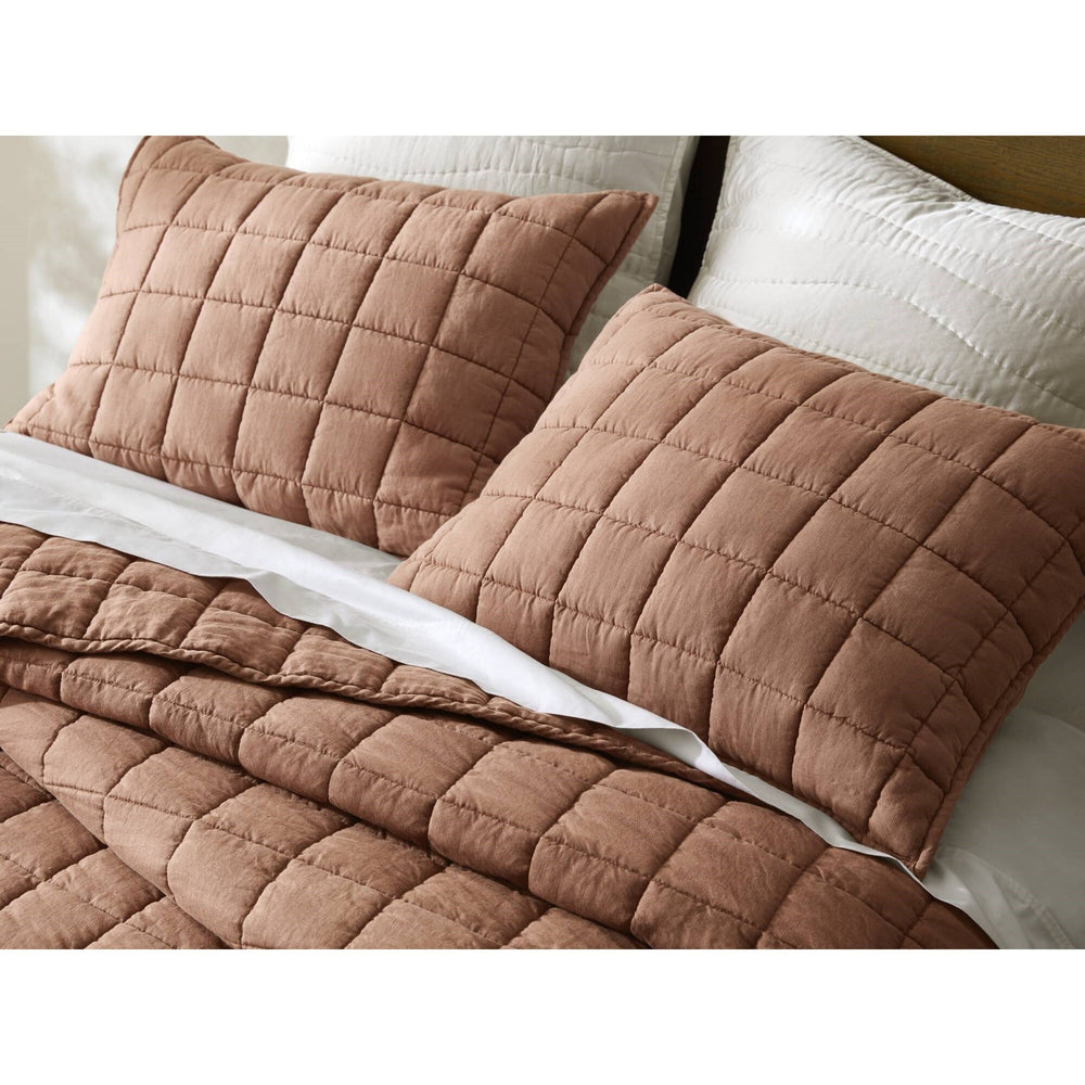 3-Piece Full/Queen Linen Garment Washed Quilt Set,Clay Media 5
