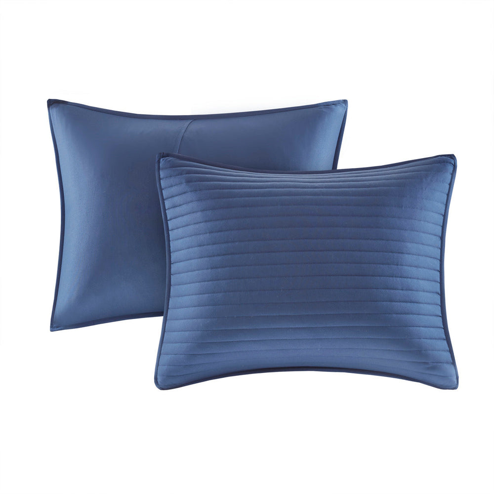 8 Piece Printed Seersucker Comforter and Quilt Set Collection Blue King/Cal King Media 11