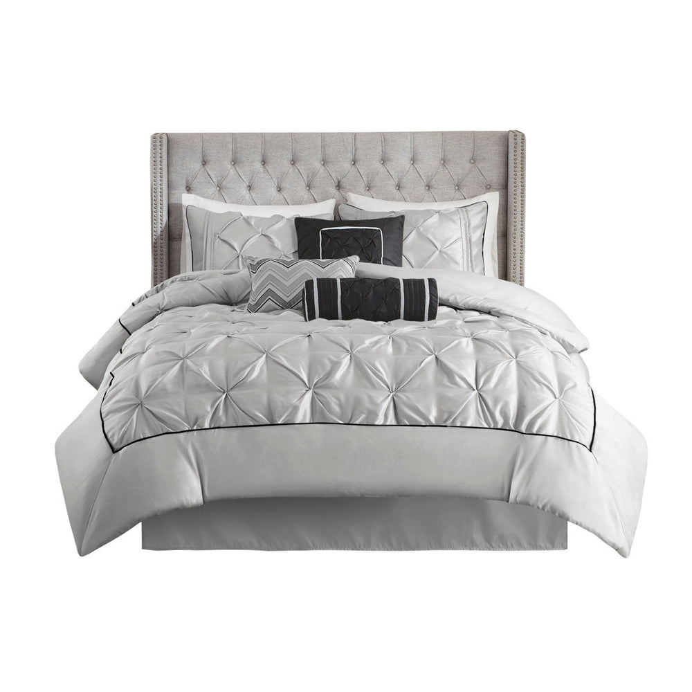 7 Piece Tufted Comforter Set Grey Queen Media 4