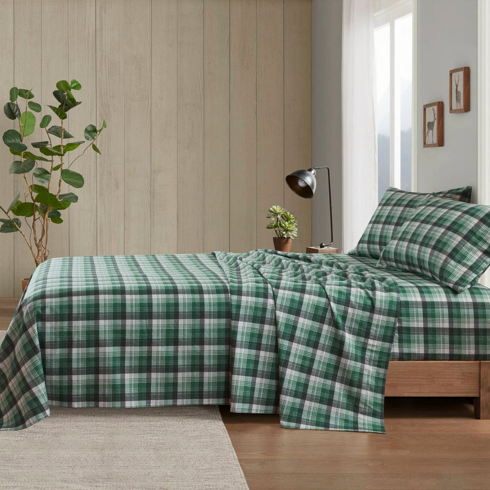 4 PCS Twin Sheet Set Green Plaid Media 14