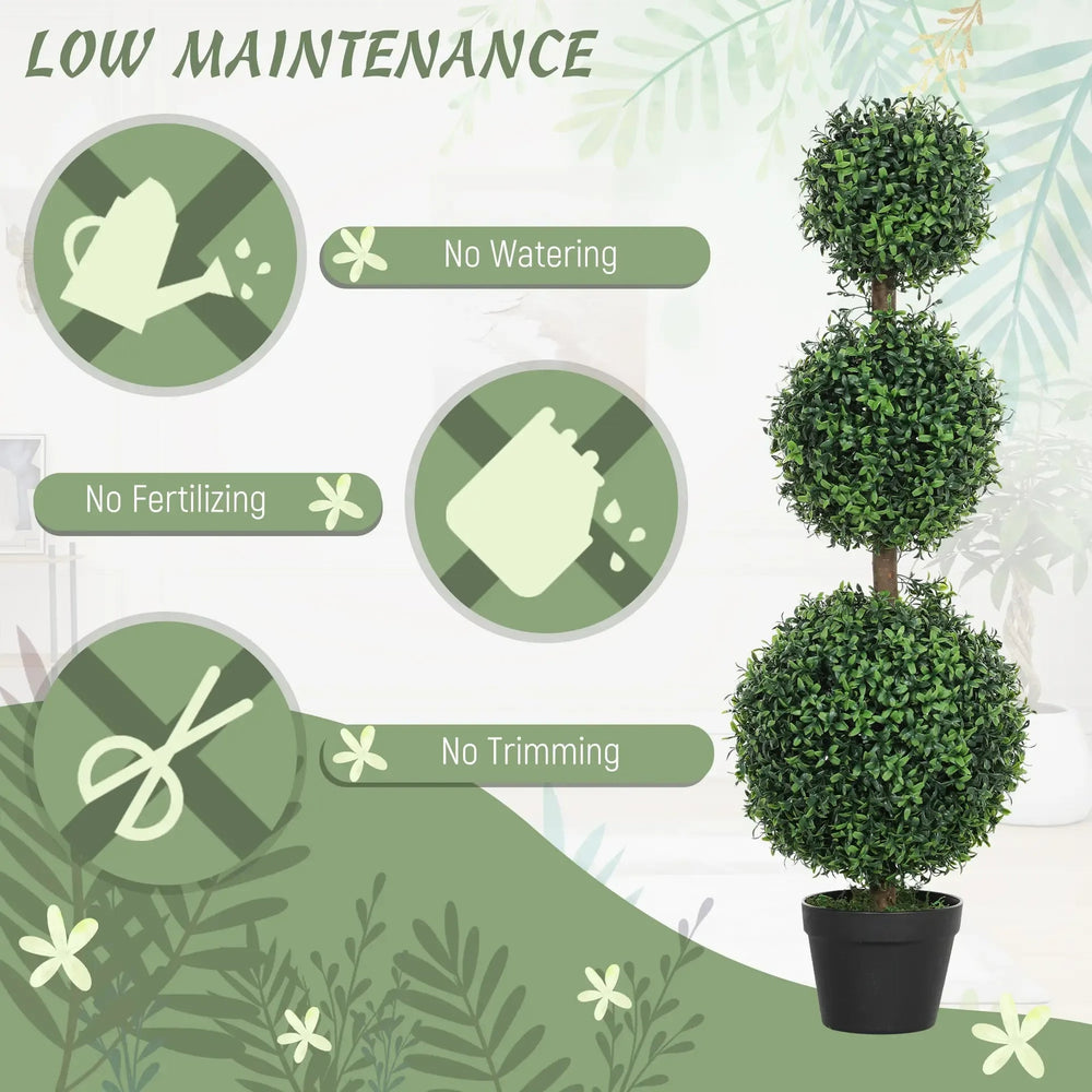2 pcs/set. Artificial Ball Boxwood Topiary Trees, Fake Plants in Pot Media 8