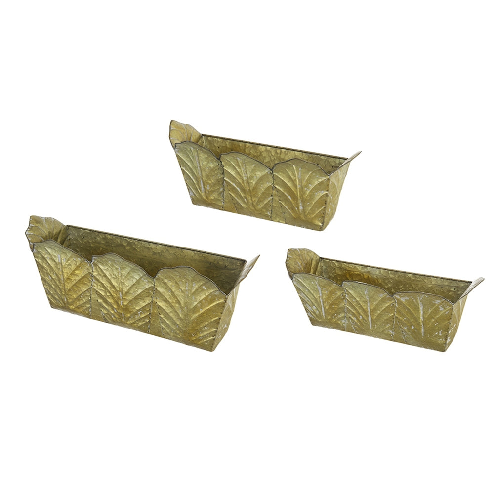 Set of 3 Rustic Wall Metal Planter, L:21.7x8.7x8' M:21.3x8x7.7' S:18x7x7' Media 3