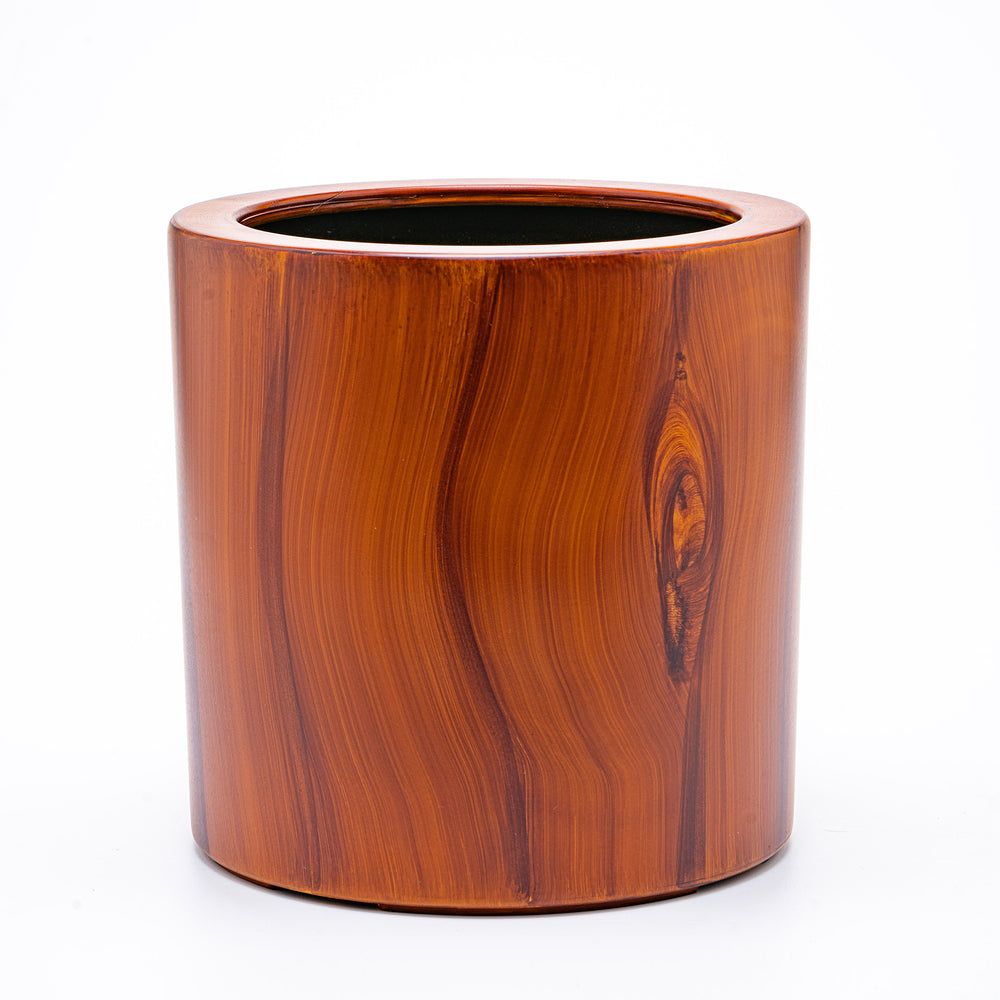 7.8 in. Dark Wood Plastic Self-watering Planter Pot Media 5
