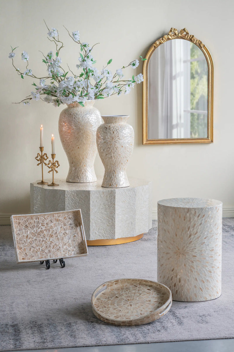 Vase with Gold and White Capiz Shell Design