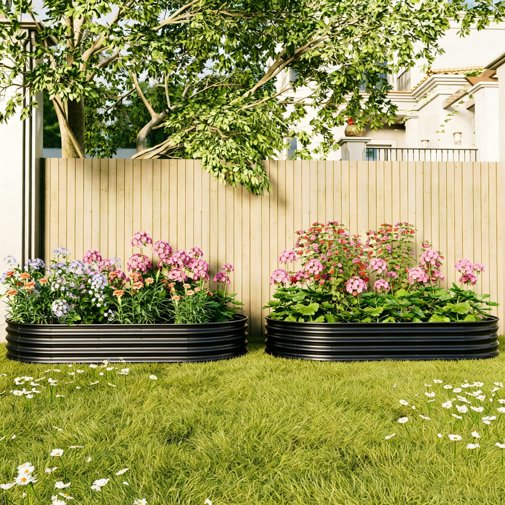 Galvanized Raised Garden Bed 8x4x1ft - Heavy Duty Metal Planter Box for Vegetables, Herbs & Flowers, Rust-Proof Outdoor Garden Bed with Large Capacity, Black, 2PCS Media 3