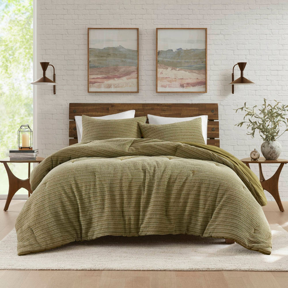 3PCS King/Cal King Waffle Washed Comforter Set Media 1