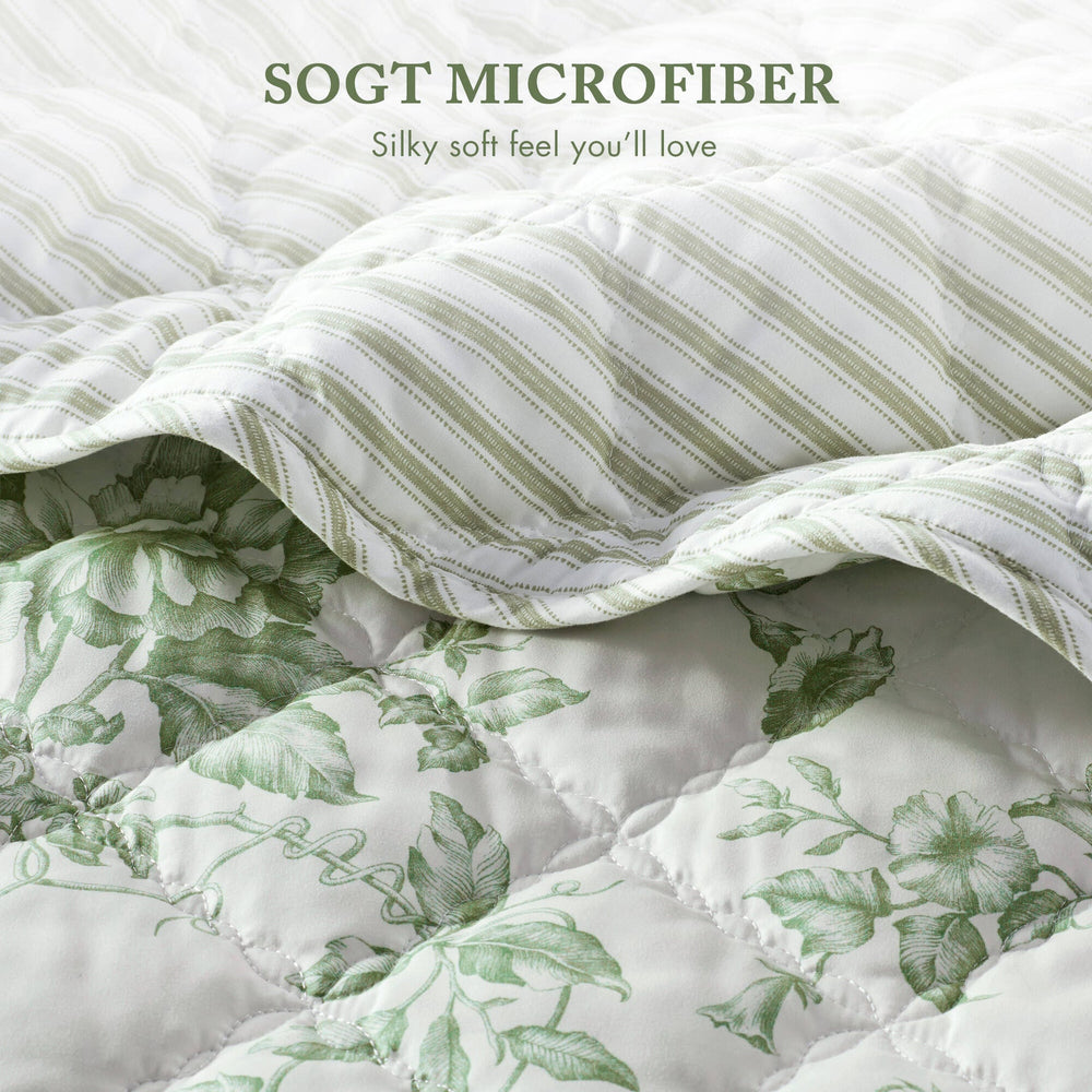 3 Pieces Twin/Twin XL Quilt Set with Decorative Pillow,Green Media 10