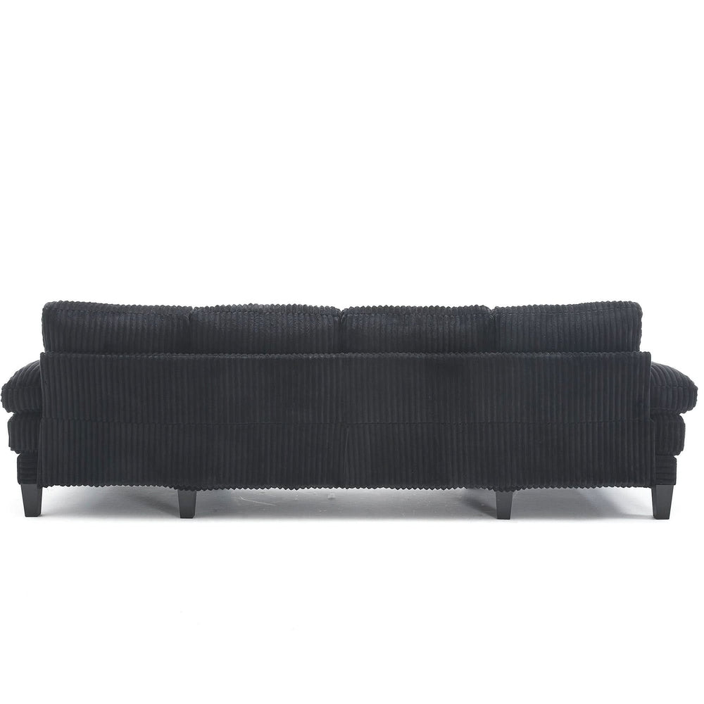 U Shaped Sofa Wood Frame Oversized Four-Seater Living Room Black Upholstery Media 17