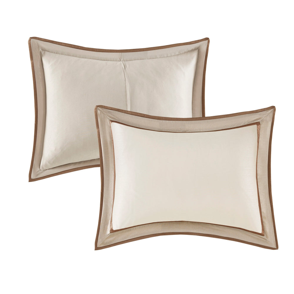 7 Piece Comforter Set Taupe/Brown Cal King Media 12