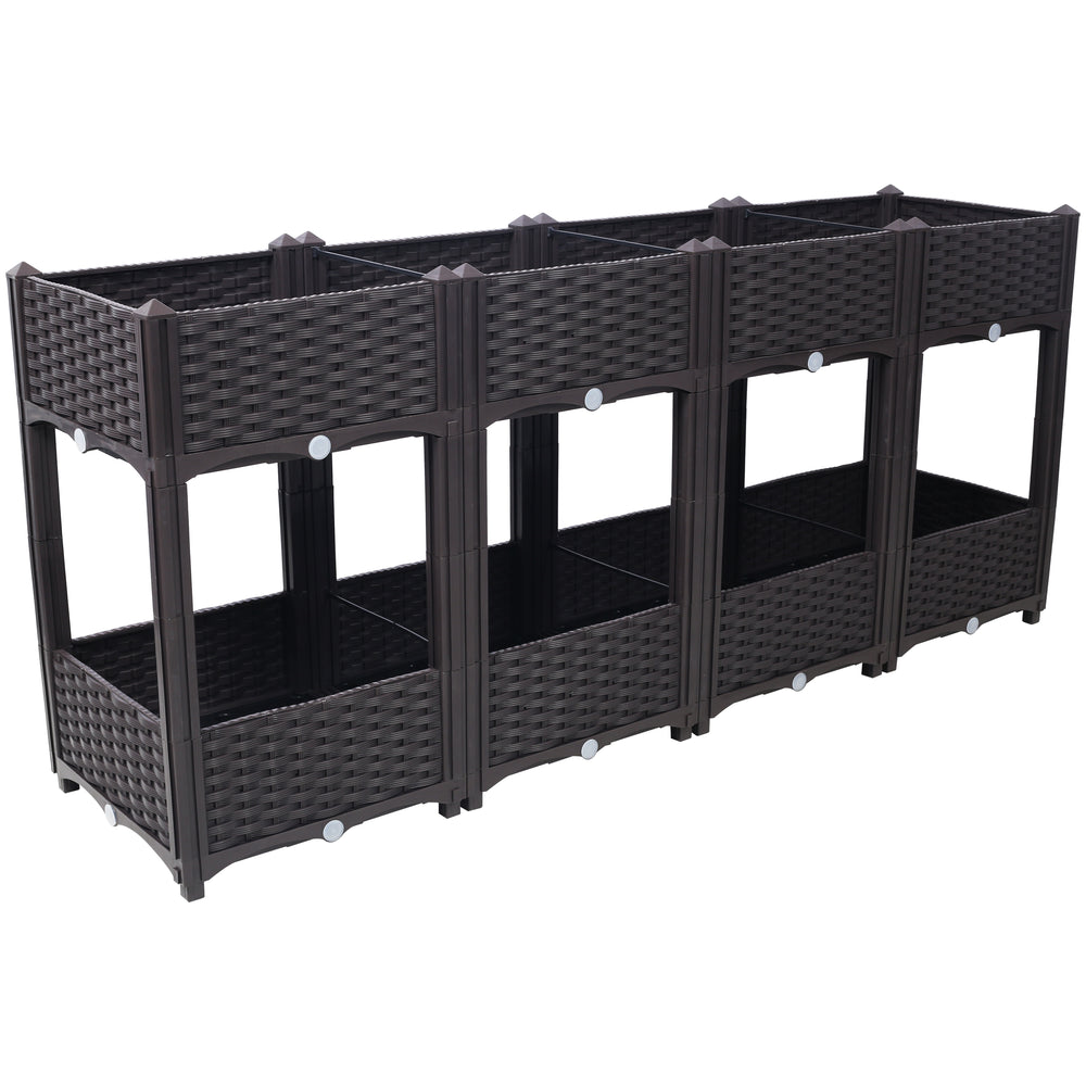 Planter Raised Beds - Elevated Planter Garden Box with Drainage Plug Raised Garden Beds for Vegetable/Flower/Herb Outdoor Standing Planter Beds Gardening Kit,Brown,63'x15.7'x27.7' Media 3