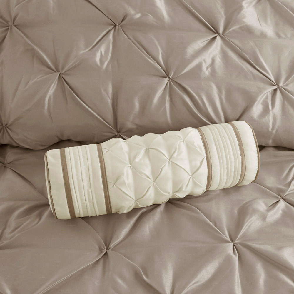 7 Piece Tufted Comforter Set Taupe King Media 9