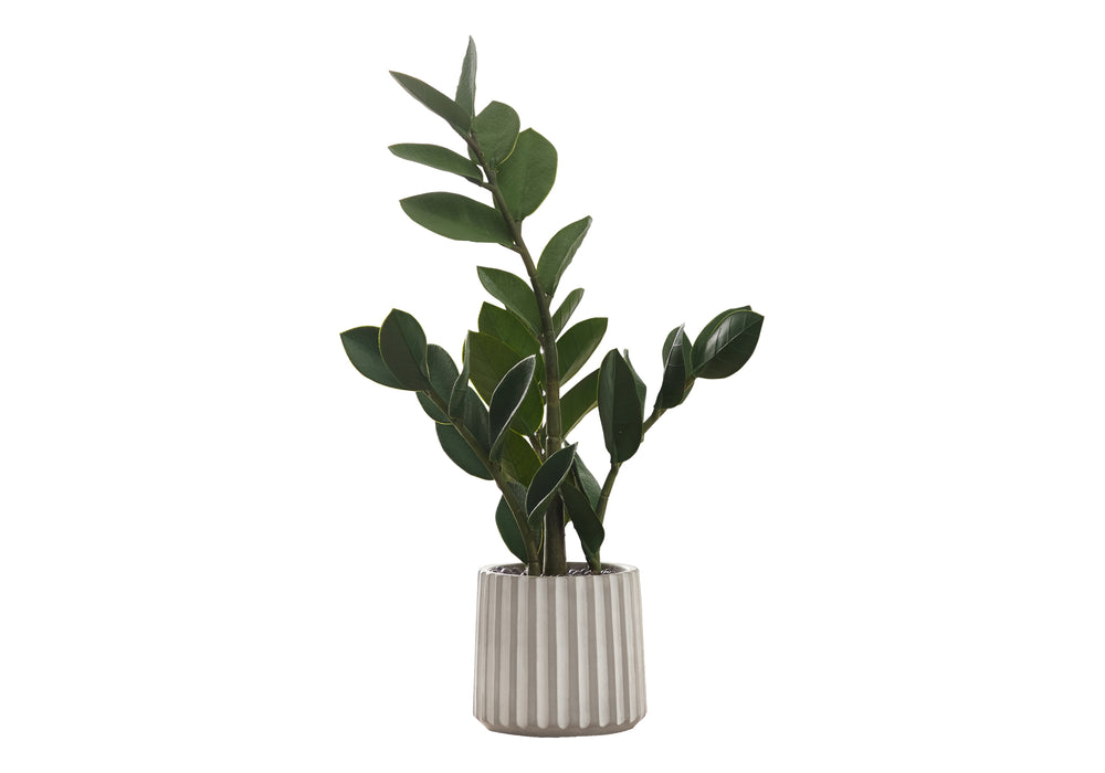 Artificial Plant, 20' Tall, Zz, Indoor, Faux, Fake, Table, Greenery, Potted, Real Touch, Decorative, Green Leaves, Grey Cement Pot Media 2