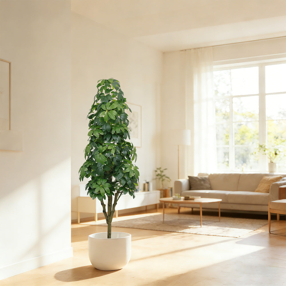5.2FT Realistic Faux Tree with Lifelike Foliage in Green, Durable Plastic Construction for Indoor and Outdoor Use Media 2
