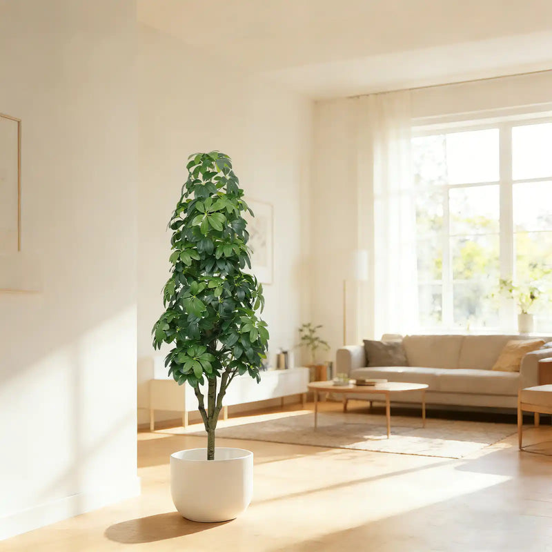 5.2FT Realistic Faux Tree with Lifelike Foliage in Green, Durable Plastic Construction for Indoor and Outdoor Use