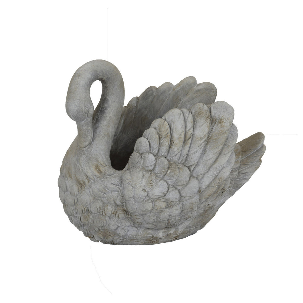 Jina Planter with Swan Sculpted Details, Gray Terracotta 10 Inch Media 5