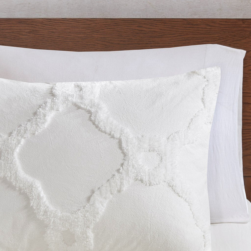 3 Piece Tufted Cotton Chenille Geometric Comforter Set Off-White King/Cal King Media 6