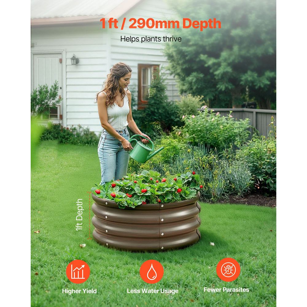 Metal Raised Garden Bed, 3 Pcs 2 x 2 x 1 ft Outdoor Galvanized Planter Garden Box, Open Bottom Design, Large Planter Raised Bed for Growing Vegetables, Flowers, Herbs, Succulents, Wood Grain Media 7