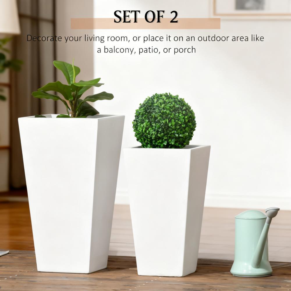 Flower Pots,2-Pack Outdoor Planter Set,with Drainage Holes, Durable & Stackable Plant Pot,for Outdoor and Indoor Media 5