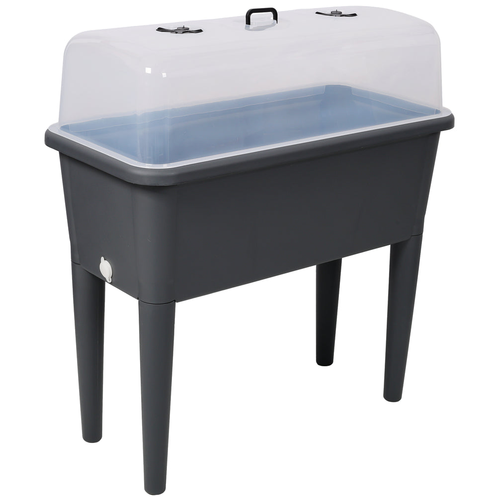 Raised Garden Bed with Ventilated Transparent Greenhouse Lid, Elevated Planter Box with Removable Legs for Vegetables & Flowers, Deep Gray Media 1