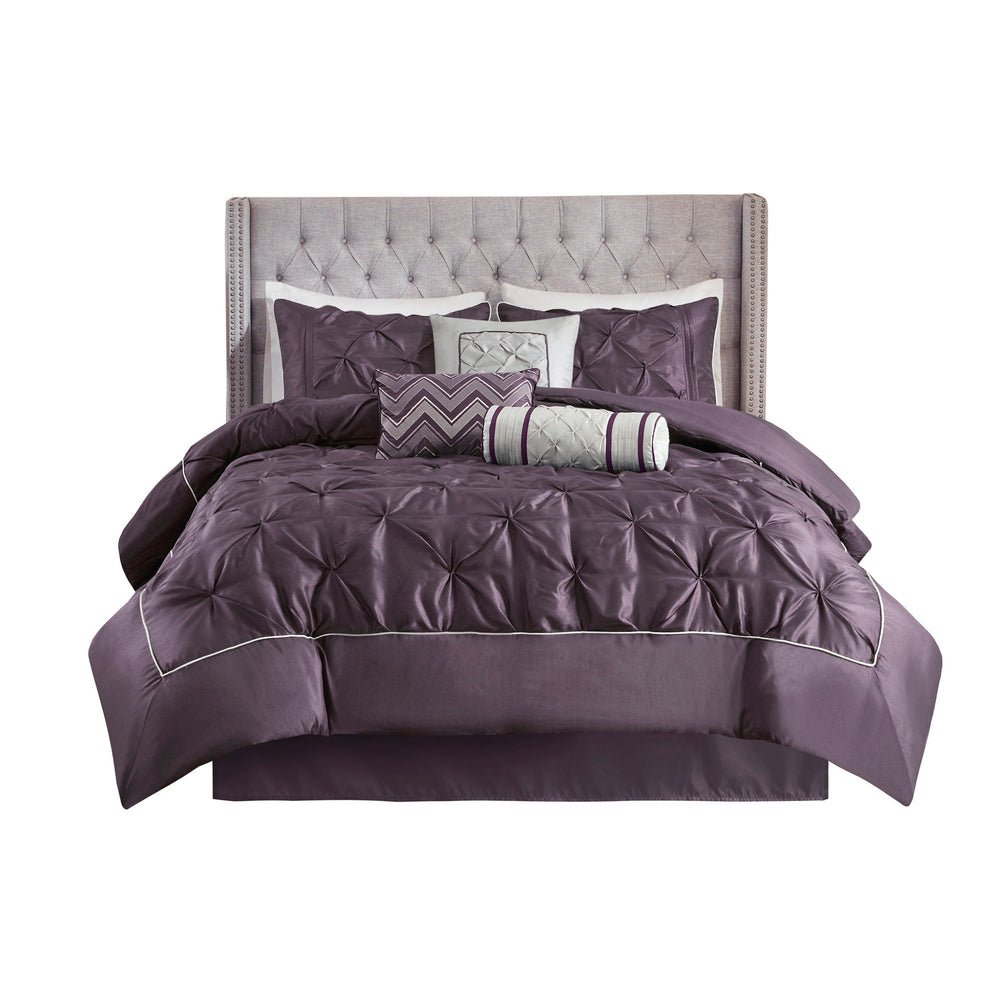 7-Piece Queen 100% Polyester Pieced Pleated Tufted Comforter Set Media 14