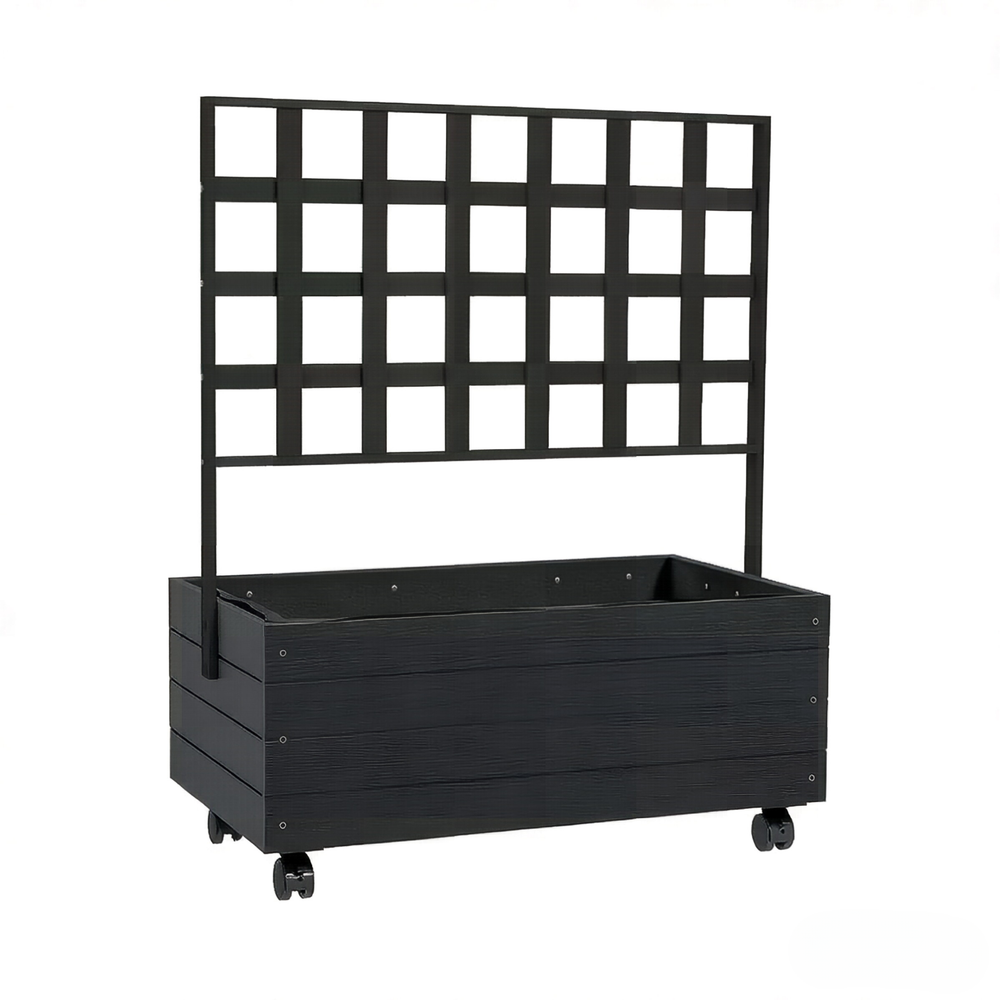 Dual-Function Design Planting box,Wooden Elevated Garden Bed with Trellis,Outdoor Planter Box,Portable Raised Garden Bed Media 8