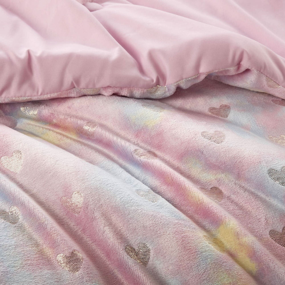 Metallic Printed Plush Comforter Set Polyester Throw Pillow Twin XL Media 7
