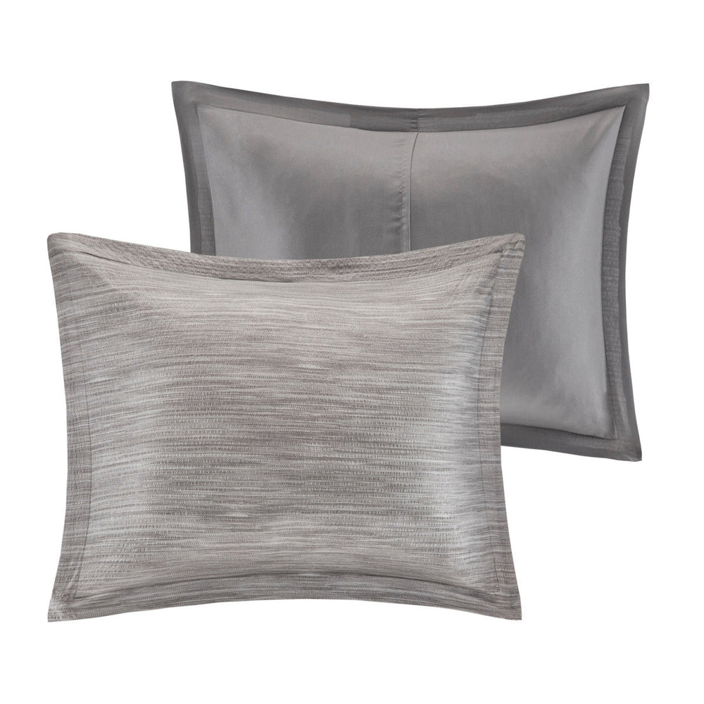 7 Piece Printed Seersucker Comforter Set Grey Queen Media 13