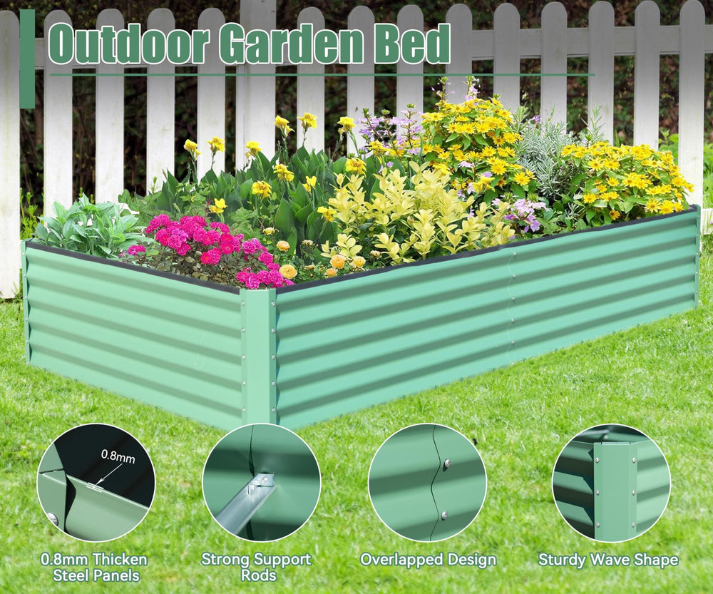 8x4x1.5 ft Galvanized Raised Garden Bed, Outdoor Planter Garden Boxes Large Metal Planter Box for Gardening Vegetables Fruits Flowers, Green Media 4