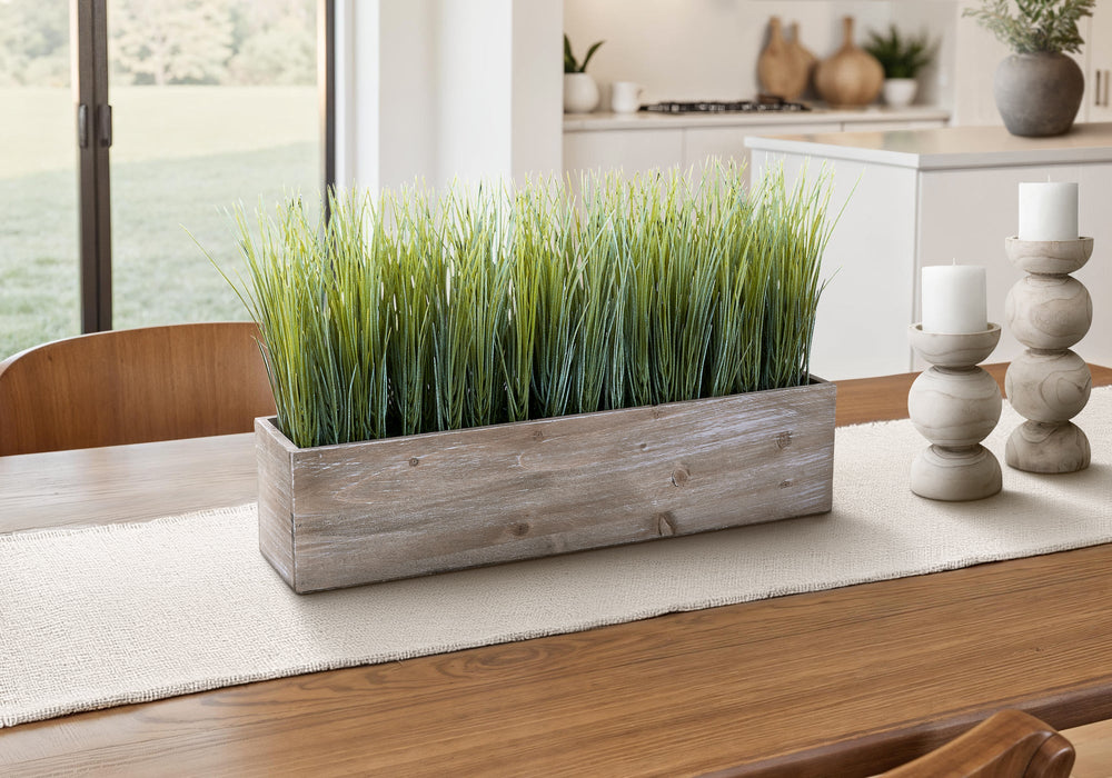 Artificial Plant, 12' Tall, Grass, Table, Brown Wood Pot, Contemporary, Modern Media 1