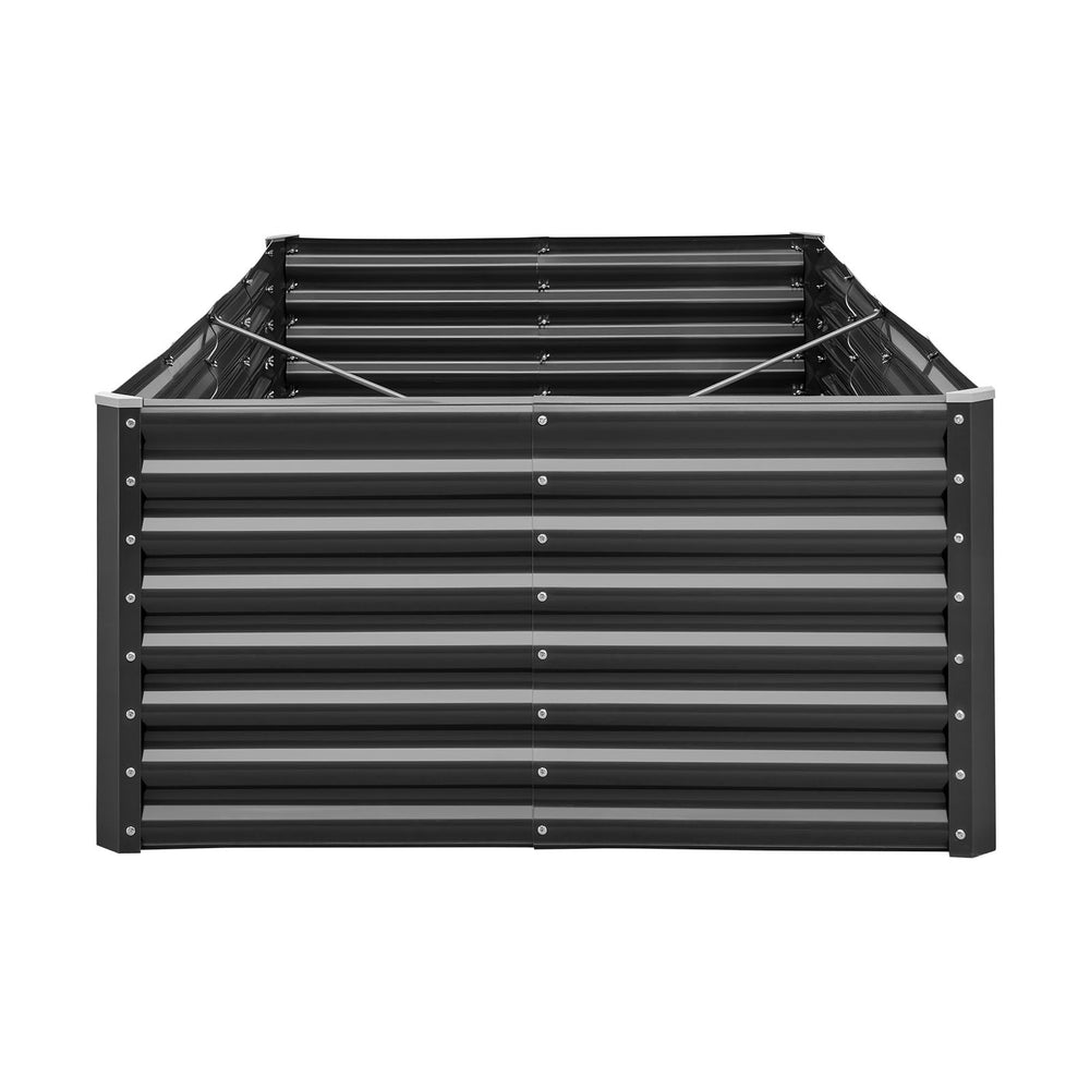 Metal Raised Garden Bed, 8 x 4 x 2 ft Outdoor Galvanized Planter Garden Box, Open Bottom Design, Large Planter Raised Bed for Growing Vegetables, Flowers, Herbs, and Succulents, Dark Gray Media 5