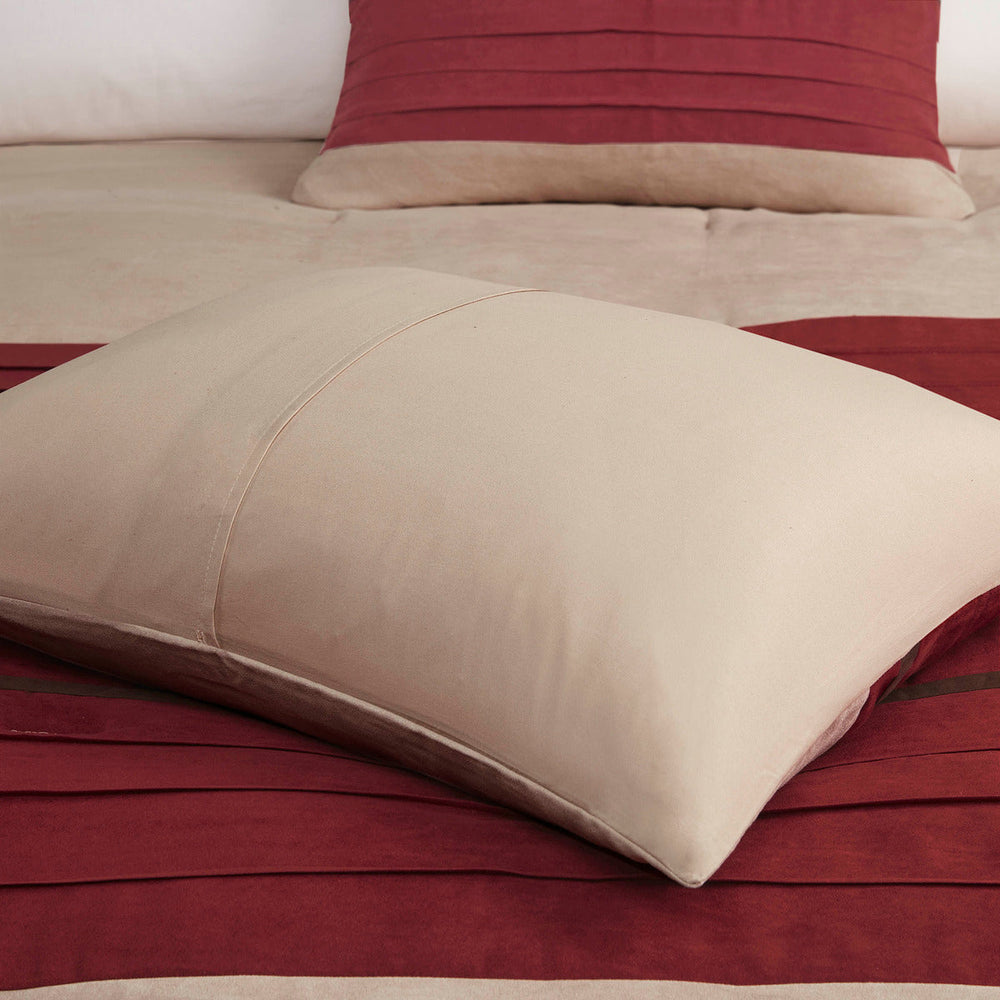 7 PC Pieced Faux Suede Comforter Set Red Queen Media 9