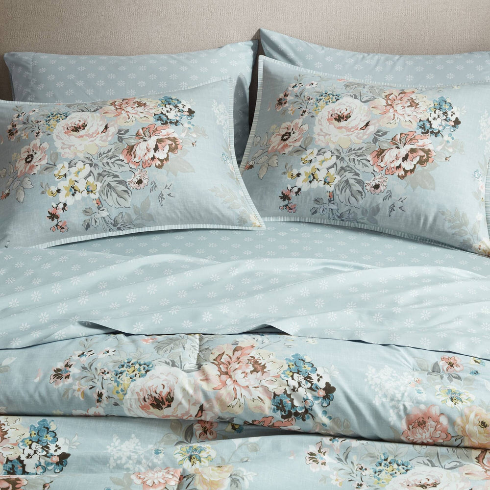 7-Piece Full 7 Piece Vin -inspired Collection floral print,Soft Blue Media 21