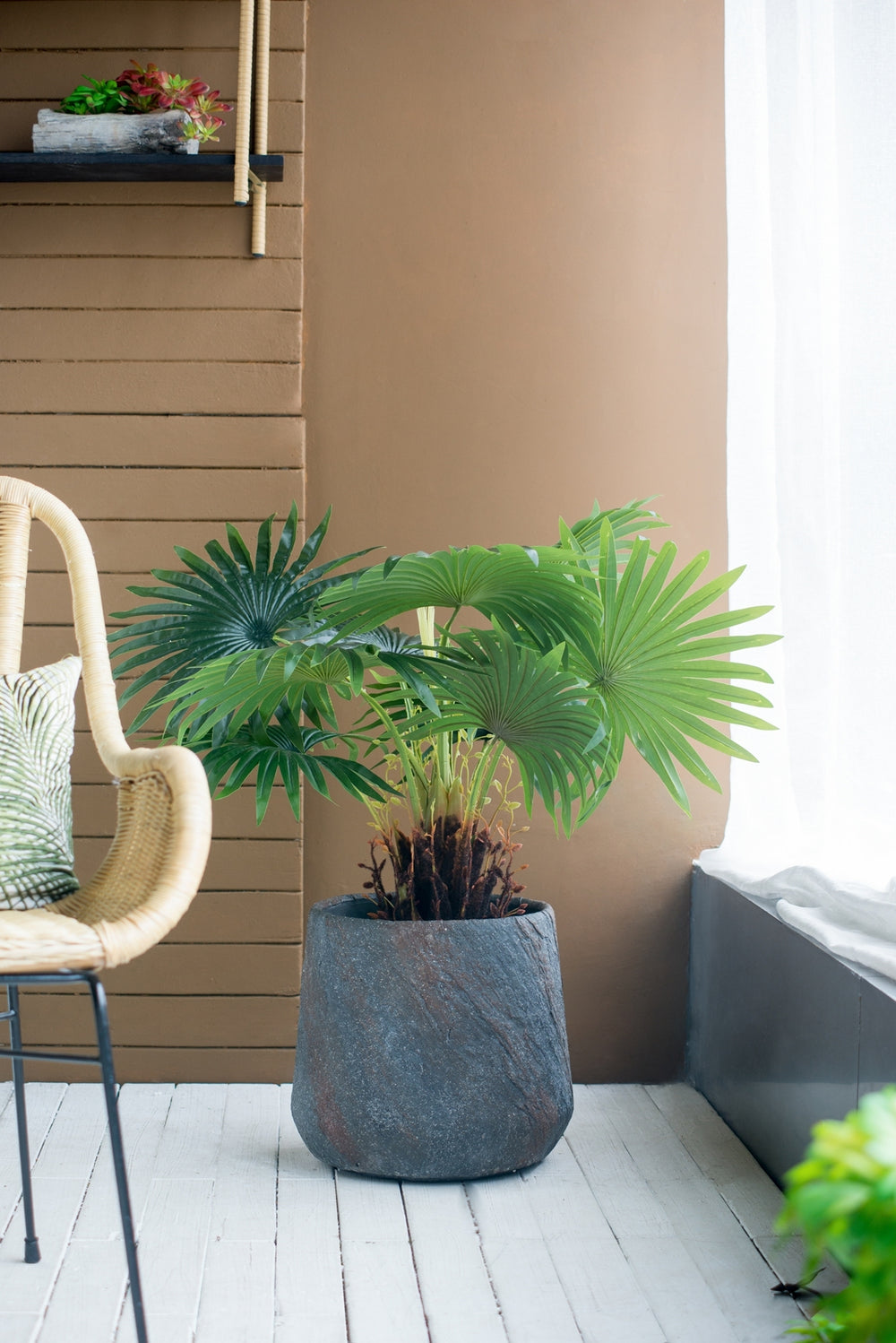 14.2x14.2x13.4' Cement Planter Large, Indoor Outdoor Garden Functional Decor Media 7