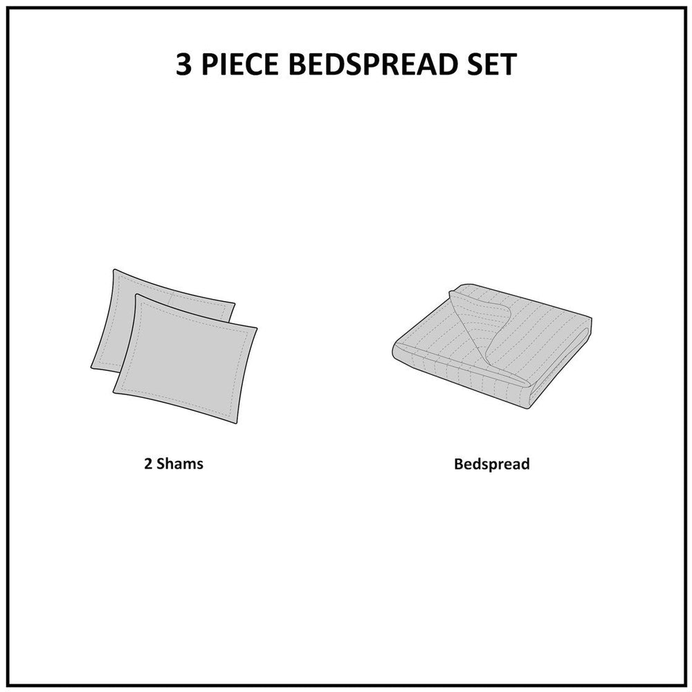 3 Piece Reversible Bedspread Set Seafoam King/Cal King Media 2