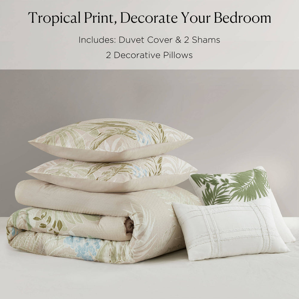 5-Piece Full/Queen Cotton Duvet Cover Set with Throw Pillow Media 7