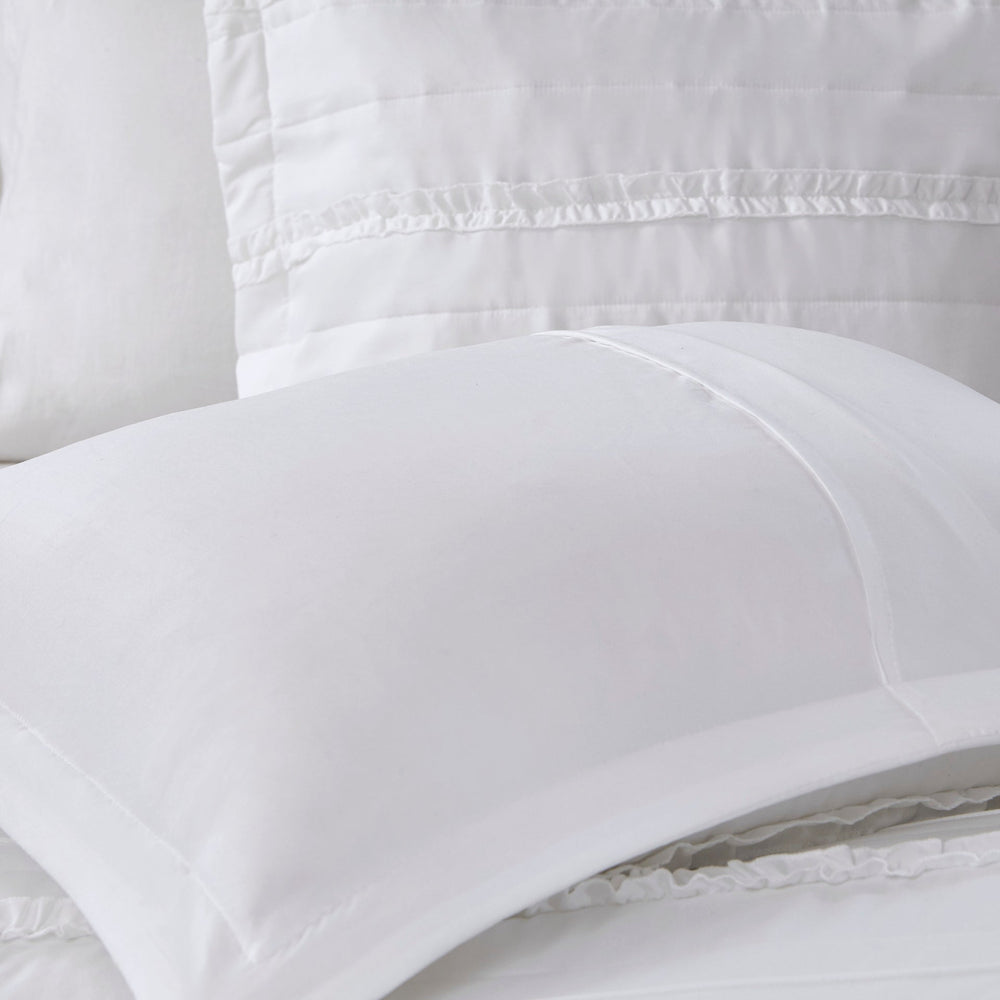 5 Piece   Ruffled Comforter Set White King Media 7